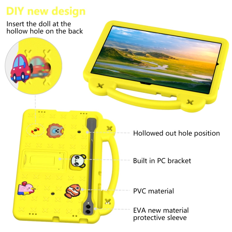 For Samsung Galaxy S7 FE 12.4 T730 / T736 Handle Kickstand Children EVA Shockproof Tablet Case(Yellow) - Galaxy Tab S7 FE by buy2fix | Online Shopping UK | buy2fix