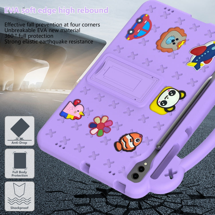 For Samsung Galaxy Tab S8+ 12.4 X800/X806 Handle Kickstand Children EVA Shockproof Tablet Case(Light Purple) - Galaxy Tab S8+ Cases by buy2fix | Online Shopping UK | buy2fix