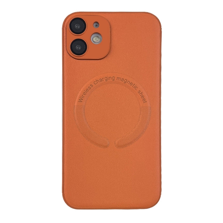 For iPhone 12 Leather All-inclusive MagSafe TPU Phone Case(Orange) by buy2fix