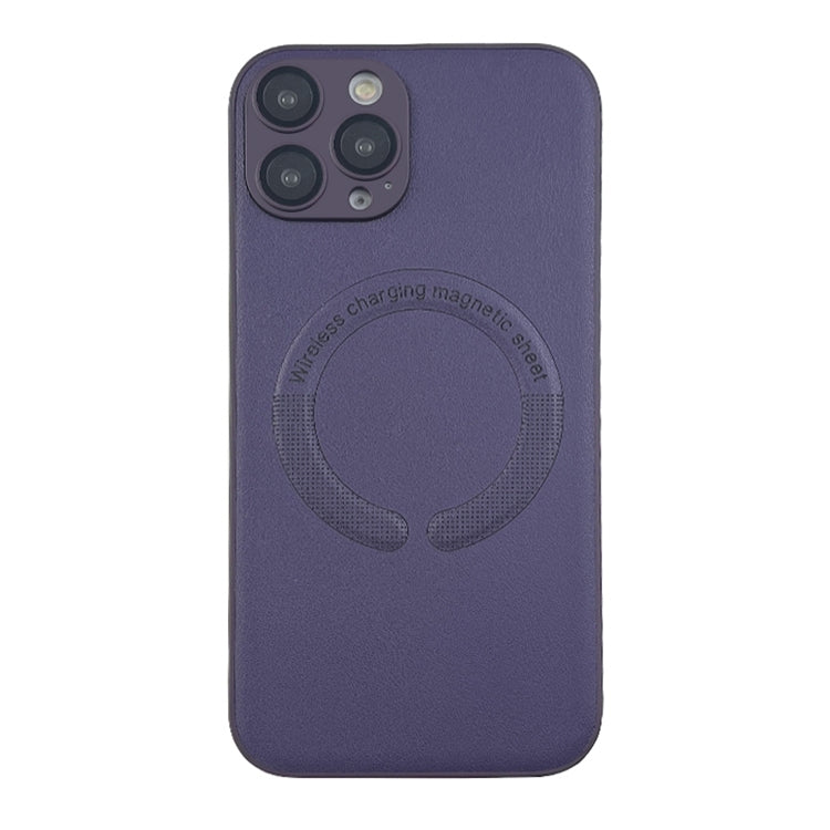 For iPhone 12 Pro Max Leather All-inclusive MagSafe TPU Phone Case(Purple) by buy2fix