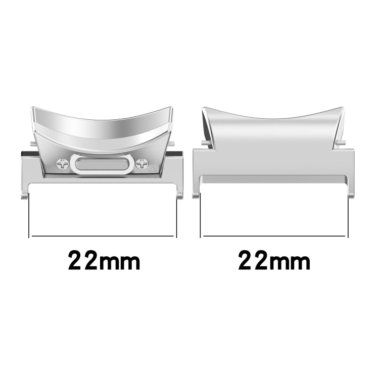 For Samsung Galaxy Watch4 / 4 Classic 46mm 22mm 1 Pair Button Style Curved Metal Watch Band Connector(Black) - Other Parts by buy2fix | Online Shopping UK | buy2fix