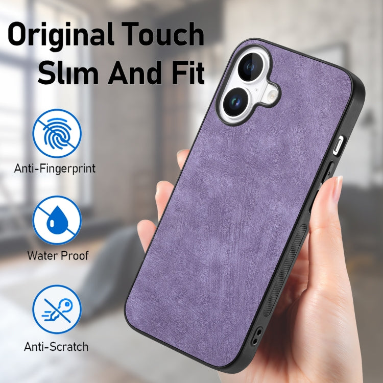 For iPhone 16 Plus Vintage Leather PC Back Cover Phone Case(Purple) - iPhone 16 Plus Cases by buy2fix | Online Shopping UK | buy2fix