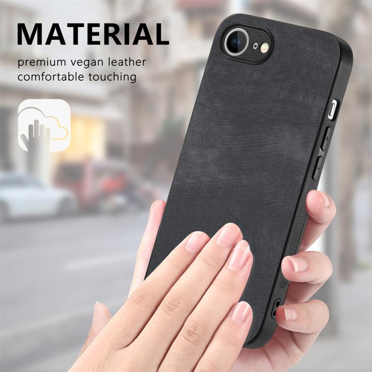 For iPhone 16e Vintage Leather PC Back Cover Phone Case(Black) - iPhone 16e Cases by buy2fix | Online Shopping UK | buy2fix