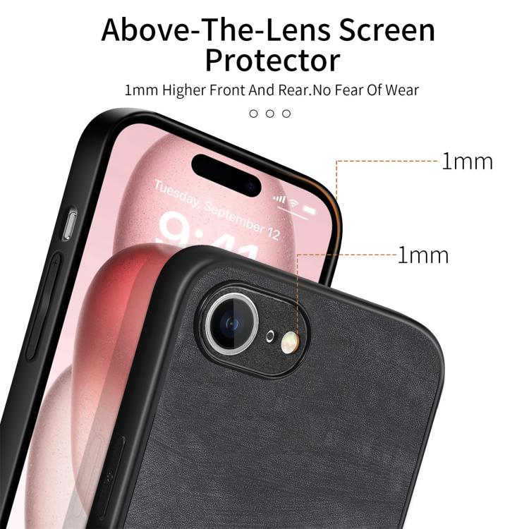 For iPhone 16e Vintage Leather PC Back Cover Phone Case(Black) - iPhone 16e Cases by buy2fix | Online Shopping UK | buy2fix