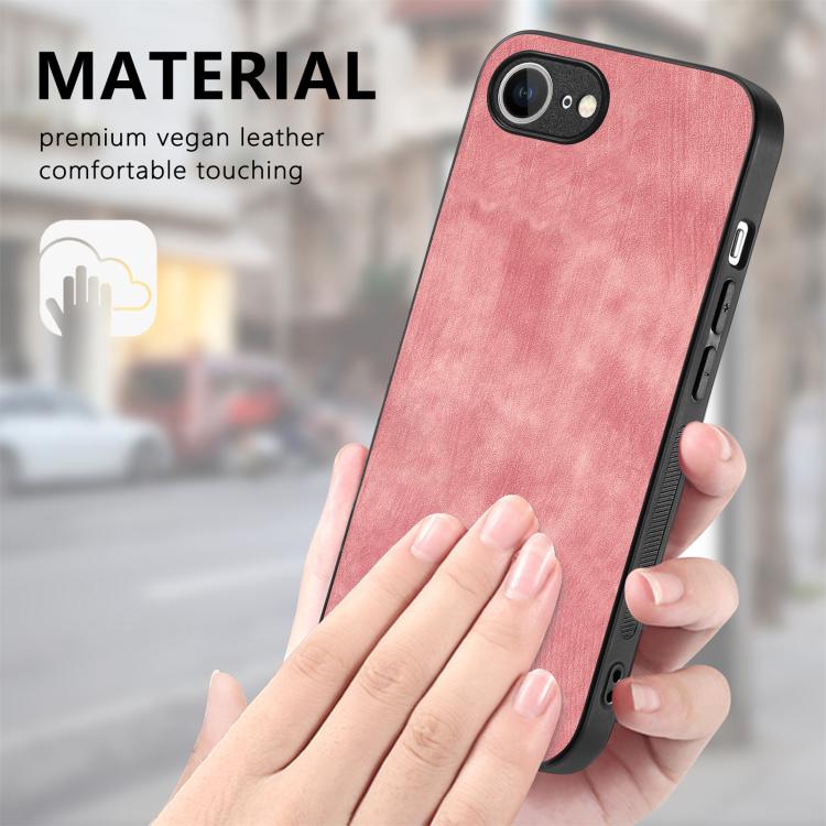 For iPhone 16e Vintage Leather PC Back Cover Phone Case(Pink) - iPhone 16e Cases by buy2fix | Online Shopping UK | buy2fix