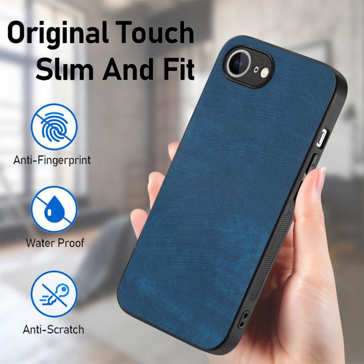 For iPhone 16e Vintage Leather PC Back Cover Phone Case(Blue) - iPhone 16e Cases by buy2fix | Online Shopping UK | buy2fix