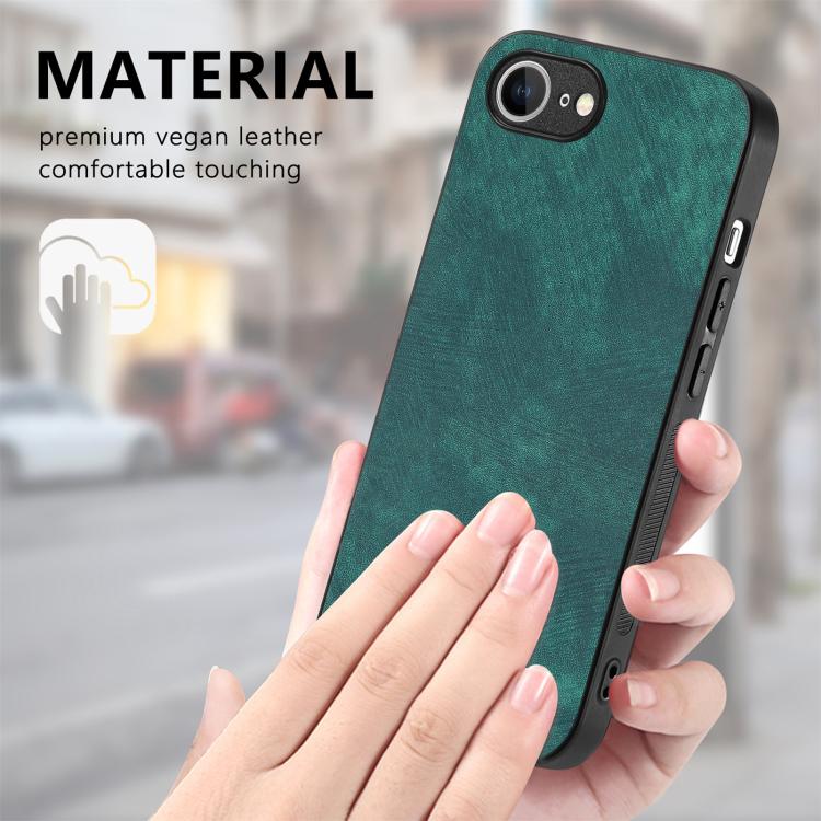 For iPhone 16e Vintage Leather PC Back Cover Phone Case(Green) - iPhone 16e Cases by buy2fix | Online Shopping UK | buy2fix