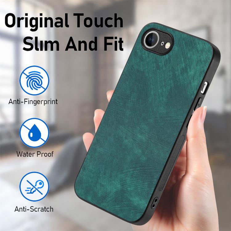 For iPhone 16e Vintage Leather PC Back Cover Phone Case(Green) - iPhone 16e Cases by buy2fix | Online Shopping UK | buy2fix