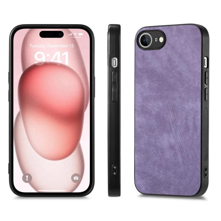 For iPhone 16e Vintage Leather PC Back Cover Phone Case(Purple) - iPhone 16e Cases by buy2fix | Online Shopping UK | buy2fix
