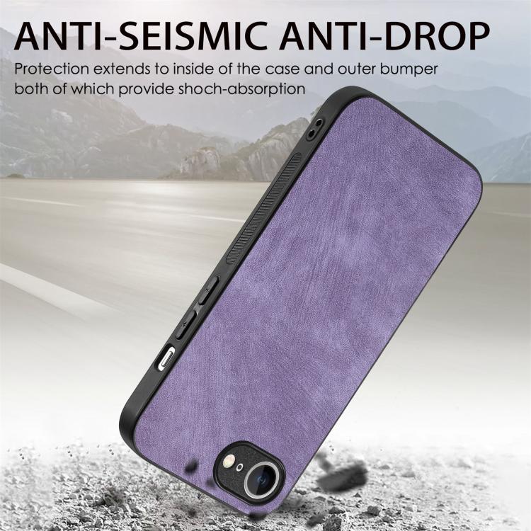For iPhone 16e Vintage Leather PC Back Cover Phone Case(Purple) - iPhone 16e Cases by buy2fix | Online Shopping UK | buy2fix