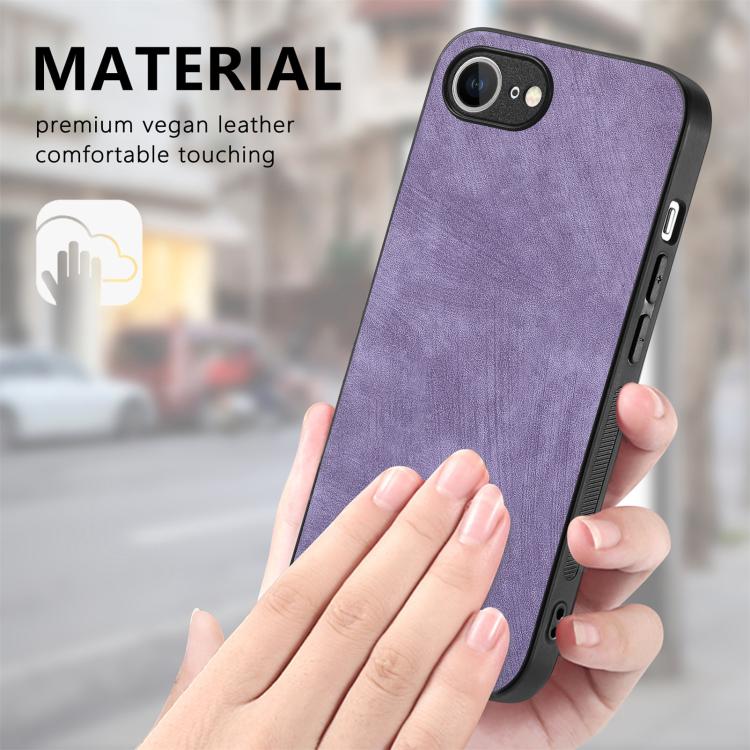 For iPhone 16e Vintage Leather PC Back Cover Phone Case(Purple) - iPhone 16e Cases by buy2fix | Online Shopping UK | buy2fix