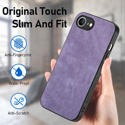 For iPhone 16e Vintage Leather PC Back Cover Phone Case(Purple) - iPhone 16e Cases by buy2fix | Online Shopping UK | buy2fix