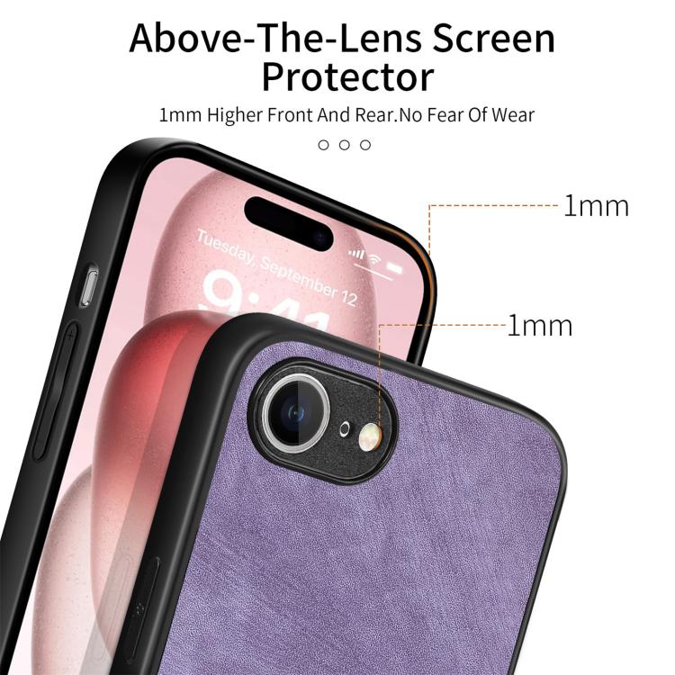 For iPhone 16e Vintage Leather PC Back Cover Phone Case(Purple) - iPhone 16e Cases by buy2fix | Online Shopping UK | buy2fix