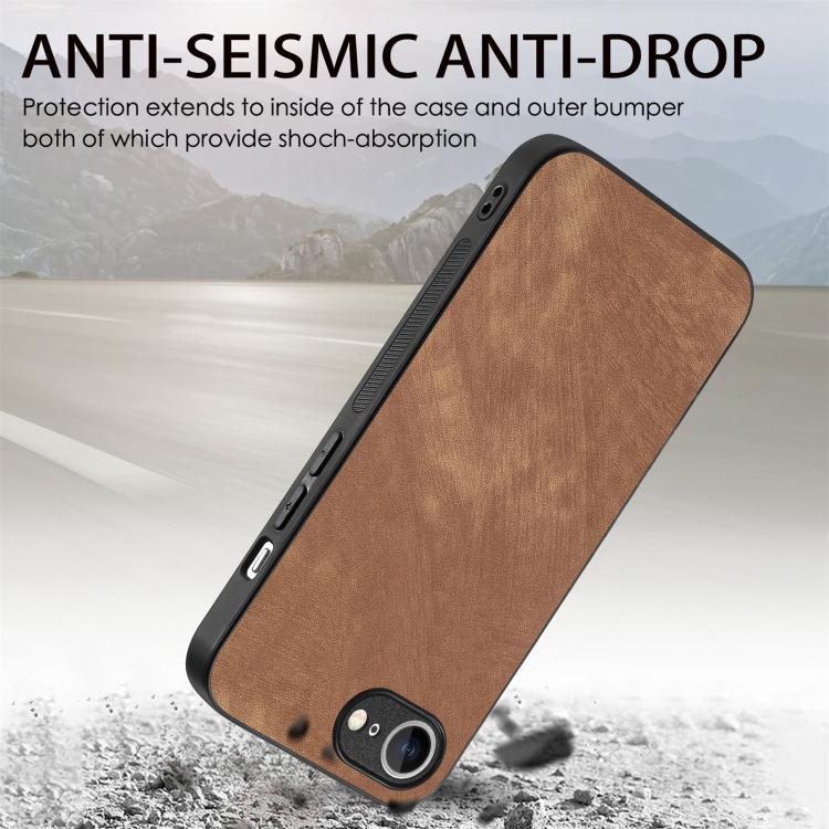 For iPhone 16e Vintage Leather PC Back Cover Phone Case(Brown) - iPhone 16e Cases by buy2fix | Online Shopping UK | buy2fix