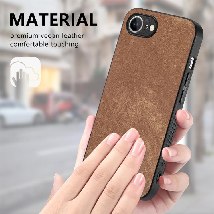 For iPhone 16e Vintage Leather PC Back Cover Phone Case(Brown) - iPhone 16e Cases by buy2fix | Online Shopping UK | buy2fix