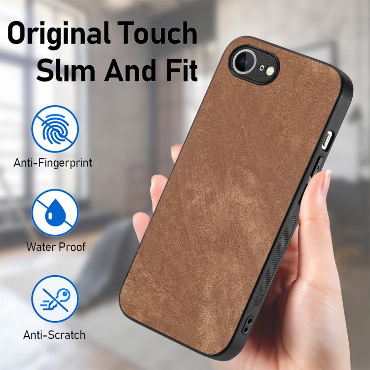 For iPhone 16e Vintage Leather PC Back Cover Phone Case(Brown) - iPhone 16e Cases by buy2fix | Online Shopping UK | buy2fix