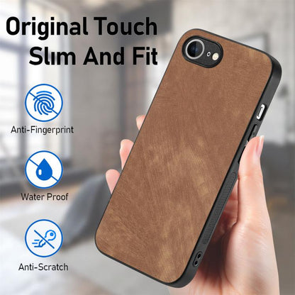 For iPhone 16e Vintage Leather PC Back Cover Phone Case(Brown) - iPhone 16e Cases by buy2fix | Online Shopping UK | buy2fix