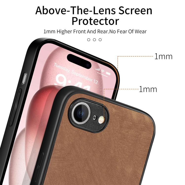For iPhone 16e Vintage Leather PC Back Cover Phone Case(Brown) - iPhone 16e Cases by buy2fix | Online Shopping UK | buy2fix