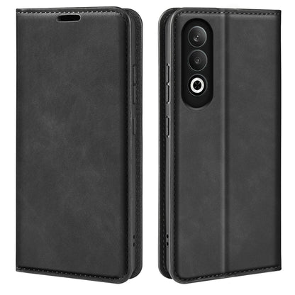 For OPPO K12 Retro-skin Magnetic Suction Leather Phone Case(Black) by buy2fix
