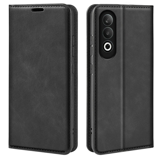 For OPPO K12 Retro-skin Magnetic Suction Leather Phone Case(Black) by buy2fix