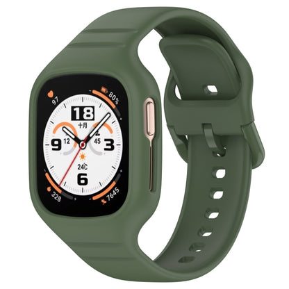 For Honor Watch 4 Integrated Fully Enclosed Silicone Watch Band(Dark Green) by buy2fix