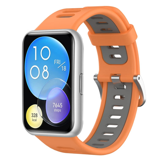 For Huawei Watch Fit Two-Color Silicone Watch Band(Orange+Gray) by buy2fix