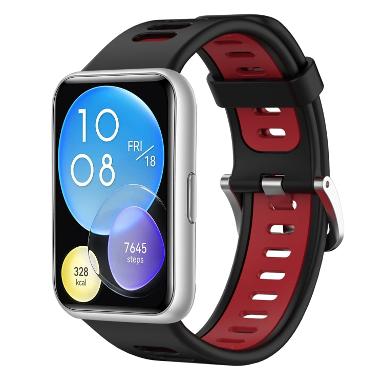 For Huawei Watch Fit Two-Color Silicone Watch Band(Black+Red) by buy2fix