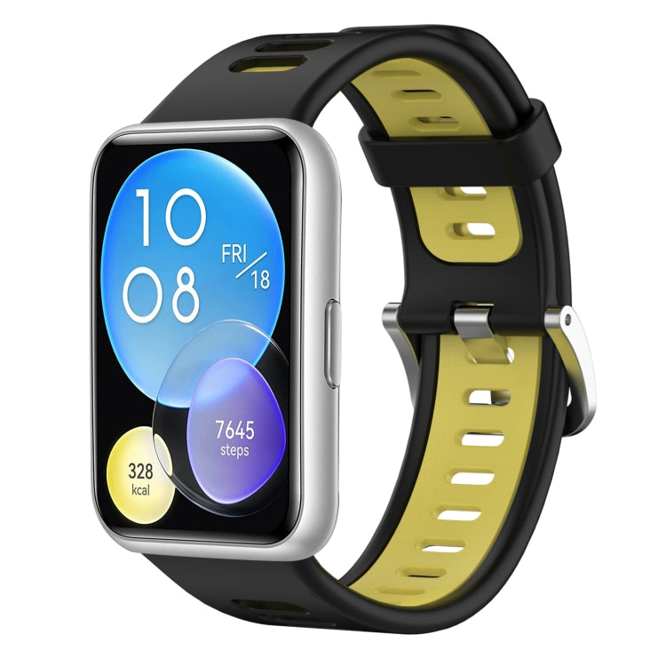 For Huawei Watch Fit Two-Color Silicone Watch Band(Black+Yellow) by buy2fix