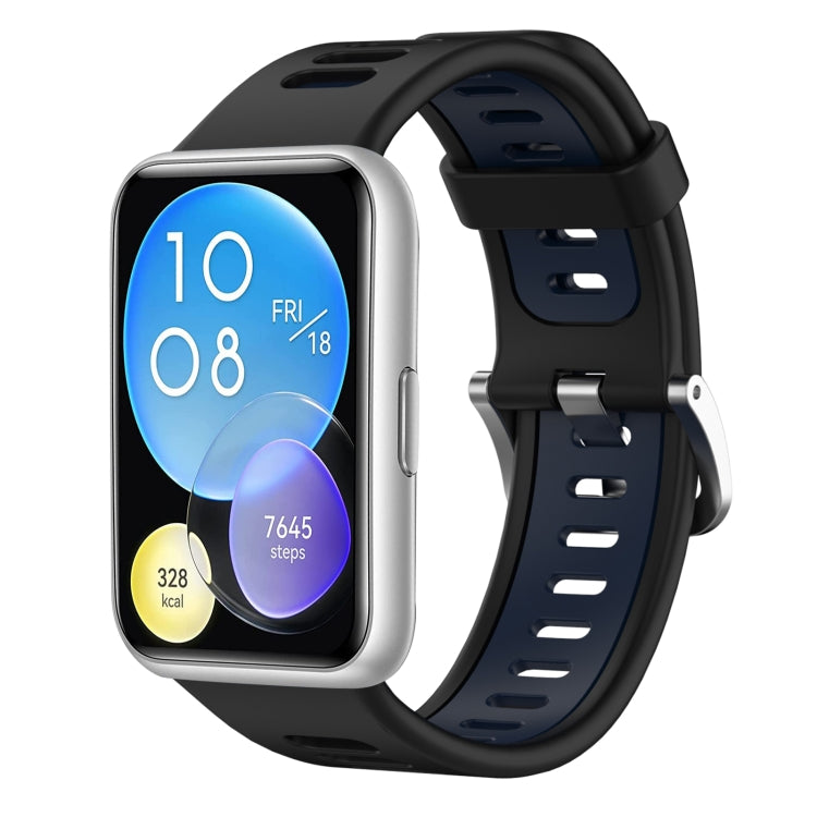 For Huawei Watch Fit Two-Color Silicone Watch Band(Black+Blue) by buy2fix