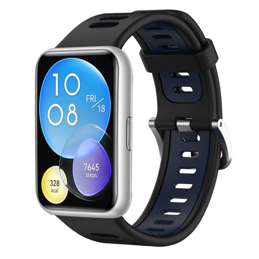 For Huawei Watch Fit Two-Color Silicone Watch Band(Black+Blue) by buy2fix