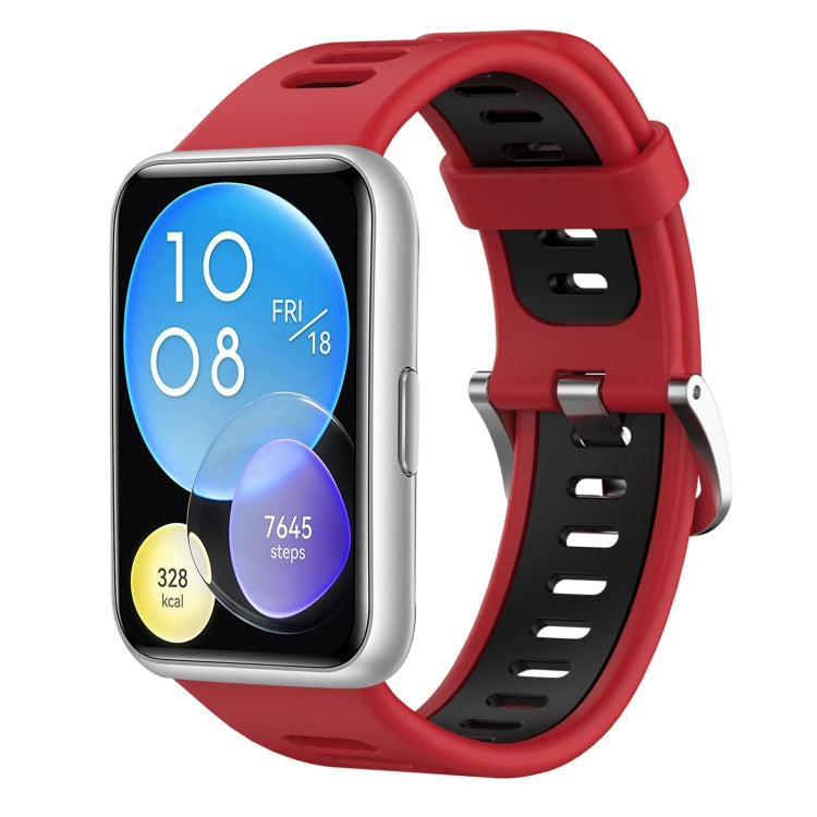 For Huawei Watch Fit Two-Color Silicone Watch Band(Red+Black) by buy2fix