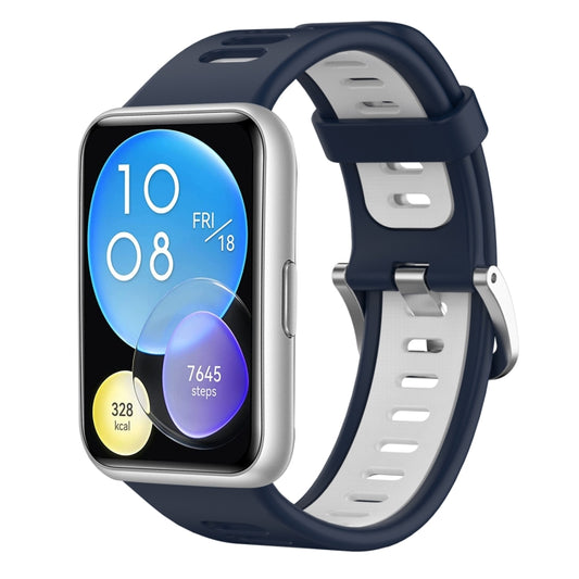 For Huawei Watch Fit Two-Color Silicone Watch Band(Midnight Blue+White) by buy2fix
