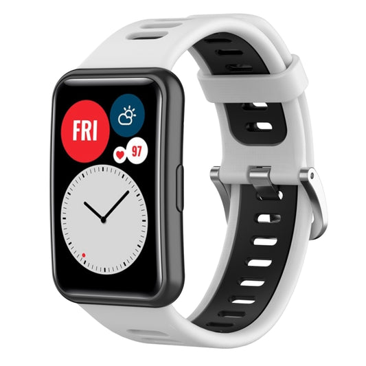 For Huawei Watch Fit New Two-Color Silicone Watch Band(White+Black) by buy2fix