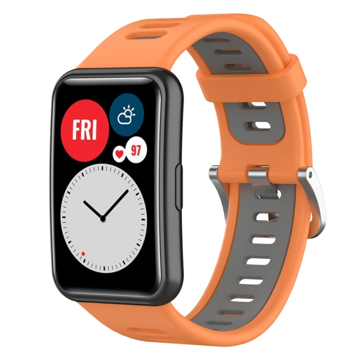 For Huawei Watch Fit New Two-Color Silicone Watch Band(Orange+Gray) by buy2fix