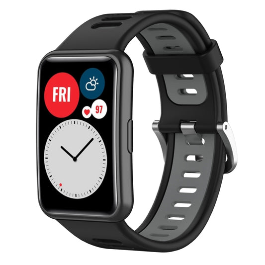 For Huawei Watch Fit New Two-Color Silicone Watch Band(Black+Gray) by buy2fix