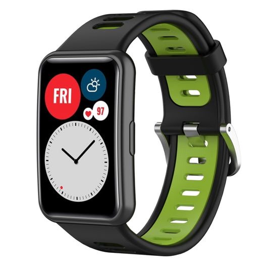 For Huawei Watch Fit New Two-Color Silicone Watch Band(Black+Green) by buy2fix