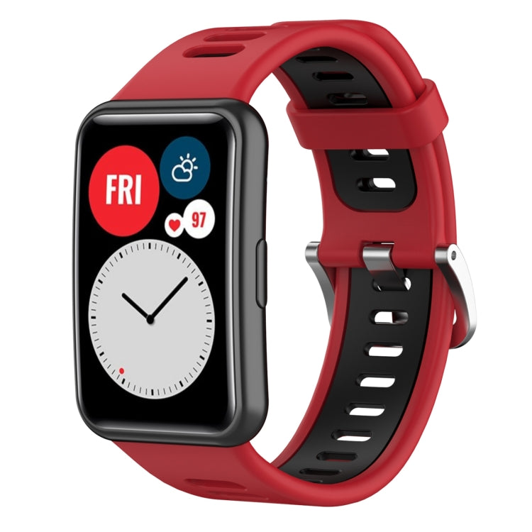 For Huawei Watch Fit New Two-Color Silicone Watch Band(Red+Black) by buy2fix