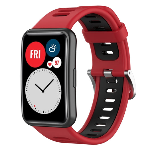 For Huawei Watch Fit New Two-Color Silicone Watch Band(Red+Black) by buy2fix