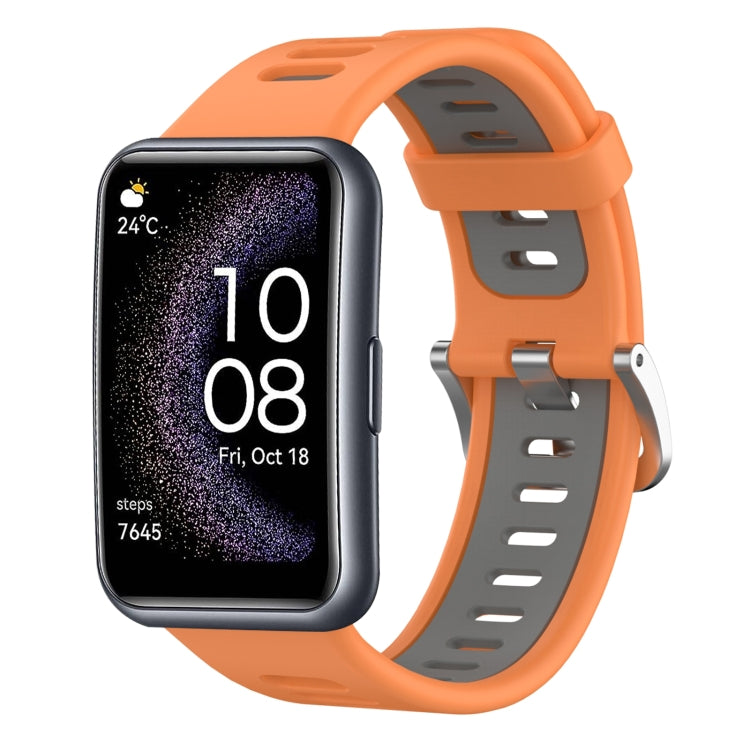 For Huawei Watch Fit Special Edition Two-Color Silicone Watch Band(Orange+Gray) by buy2fix