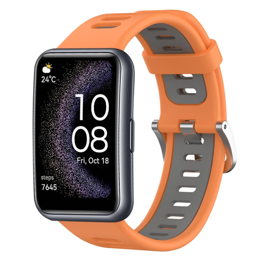 For Huawei Watch Fit Special Edition Two-Color Silicone Watch Band(Orange+Gray) by buy2fix