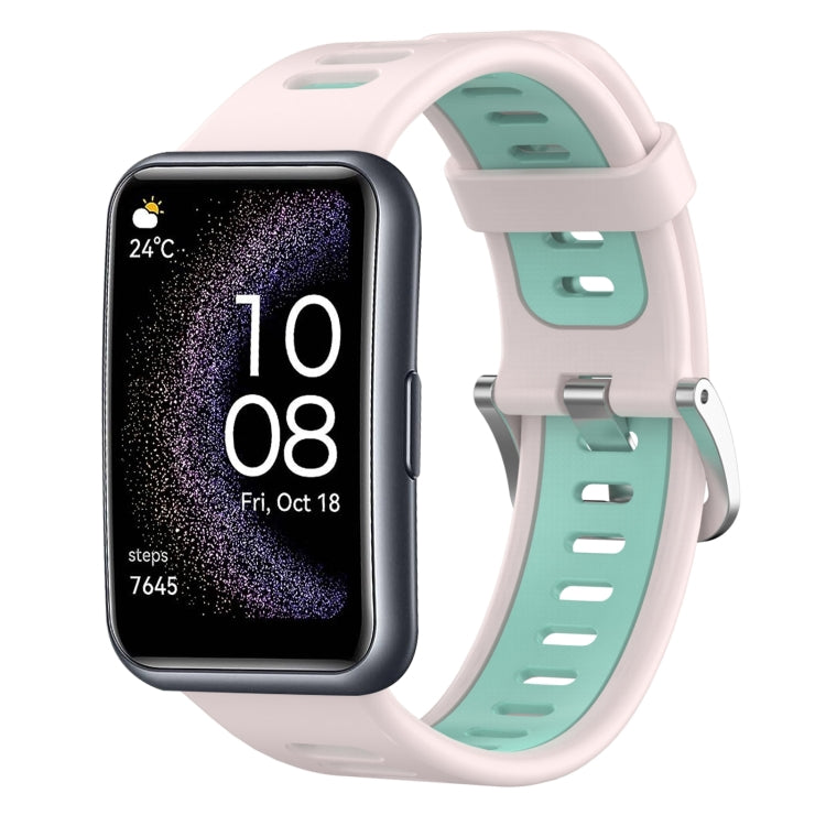 For Huawei Watch Fit Special Edition Two-Color Silicone Watch Band(Pink+Teal) by buy2fix