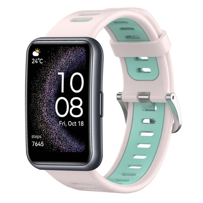 For Huawei Watch Fit Special Edition Two-Color Silicone Watch Band(Pink+Teal) by buy2fix