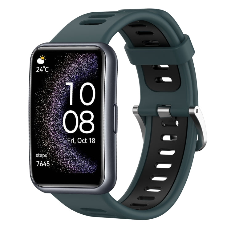 For Huawei Watch Fit Special Edition Two-Color Silicone Watch Band(Olive Green+Black) by buy2fix