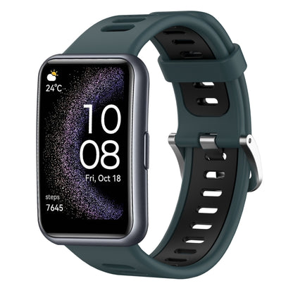 For Huawei Watch Fit Special Edition Two-Color Silicone Watch Band(Olive Green+Black) by buy2fix