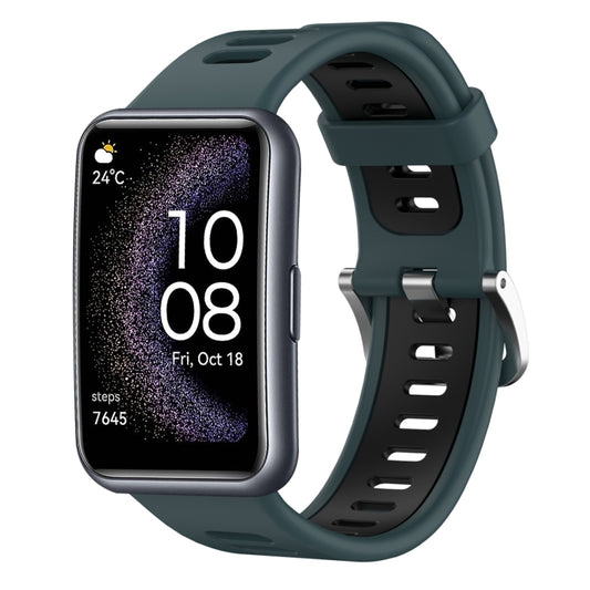 For Huawei Watch Fit Special Edition Two-Color Silicone Watch Band(Olive Green+Black) by buy2fix