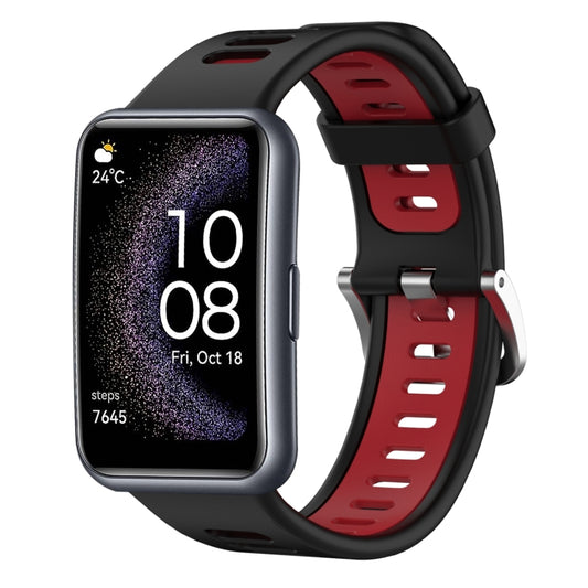 For Huawei Watch Fit Special Edition Two-Color Silicone Watch Band(Black+Red) by buy2fix