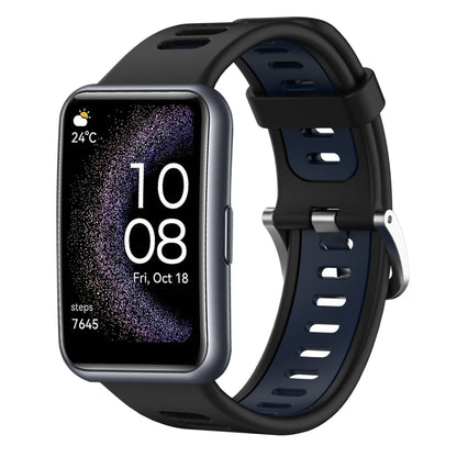 For Huawei Watch Fit Special Edition Two-Color Silicone Watch Band(Black+Blue) by buy2fix