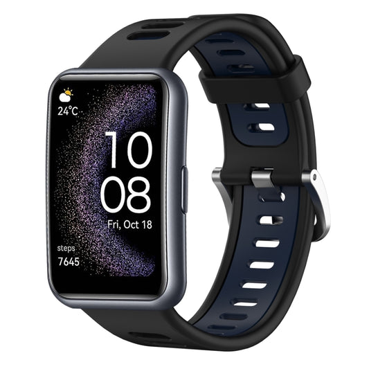 For Huawei Watch Fit Special Edition Two-Color Silicone Watch Band(Black+Blue) by buy2fix
