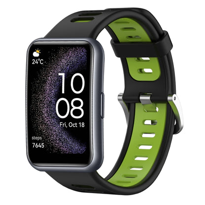 For Huawei Watch Fit Special Edition Two-Color Silicone Watch Band(Black+Green) by buy2fix