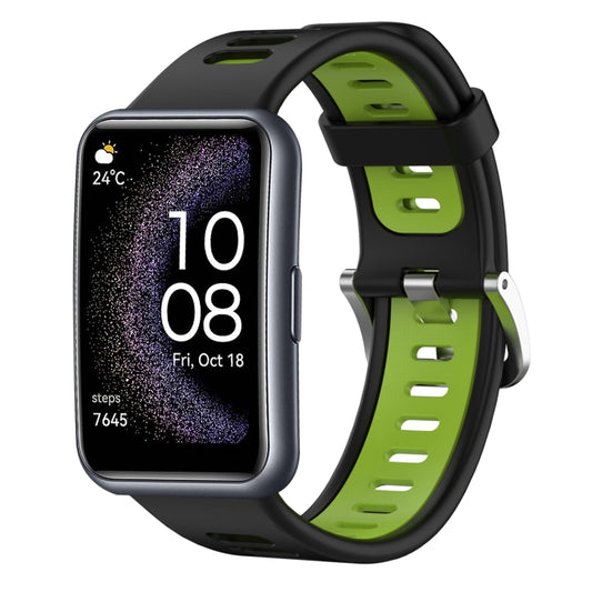 For Huawei Watch Fit Special Edition Two-Color Silicone Watch Band(Black+Green) by buy2fix